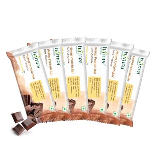 Hampa Hemp protein Bar 50g | Dark Chocolate Flavour | 10g Plant Protein | No Whey, Vegan Friendly | No Added Sugar, Sweetened with Dates | Anytime Snack with Edestine Protein | Pack of 6