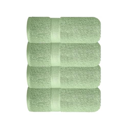 Sulfar 100% Combed Cotton, Quick Drying Highly Absorbent, Luxury Hand Towel Set (Pack of 4, 40 X 70 cm) Nature Green