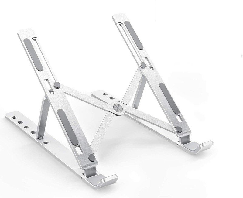 Coverskart Portable Laptop Stand, Aluminum Foldable Holder, 6 Levels Height & Angle Adjustable?Stand Portable,Universal Desktop Stand Holder Aluminium Floor and Desk Stand Laptop Stand with Adjustable Height Compatible with Universal Laptops(Silver)