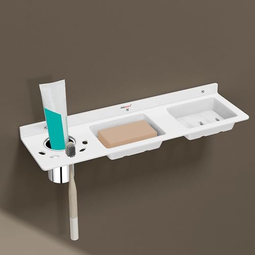 Plantex (Primax) Acrylic Double Soap Dish/Stand with Tumbler Holder for Bathroom/Soap Stand/Tumbler Holder/Bathroom Accessories – White