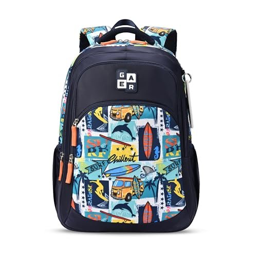 Gear Wanderer 19″/24L Large Water Resistant School Bag/Casual Backpack/Daypack/Laptop Bag for Boys/Girls (Royal Blue – Mint)