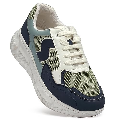 TRUFFLE Women Sneaker|Soft Cushioned Insole|Chunky Sole|Lightweight|Comfortable|Stylish|Outdoor|Indoor Party|Anti-Skid|Dynamic Feet Support|Arch Support|Regular Wear|Casual Shoes|Everyday|BLUE|UK 6