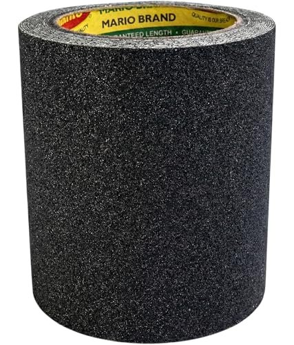 Mario Anti-Skid Anti-Slip Tape Black | Extra-Wide 96mm (4 Inch) x 5M Non-Slip Safety Grip Tape | Heavy-Duty High-Traction Tape for Stairs, Walkways & Industrial Use