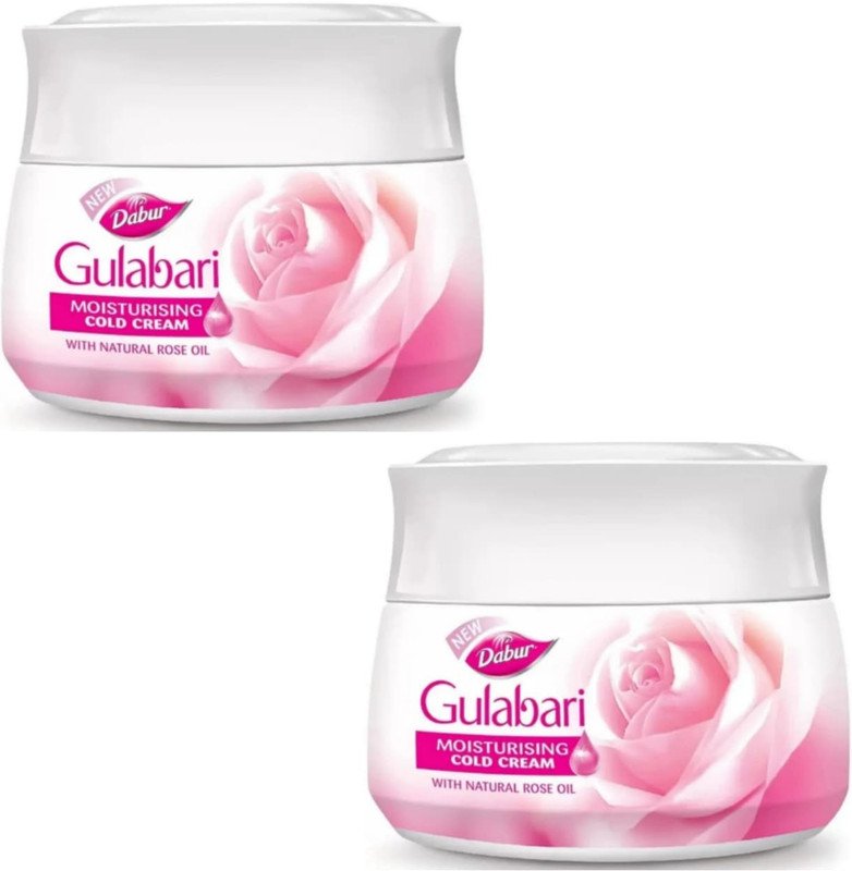 Dabur Gulabari Moisturizing Cold Cream with Natural Rose Oil Vitamin E 50ml 2pc(100 ml)