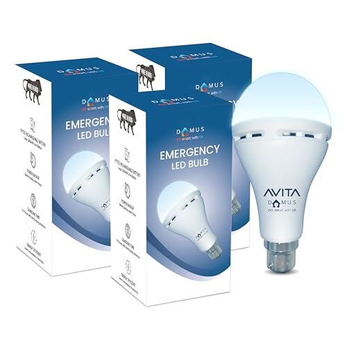 AVITADOMUS 9W Emergency LED Bulb, Up to 4 hrs Power Back up, Over-charging Protection, Best for Power cuts (Pack of 3)