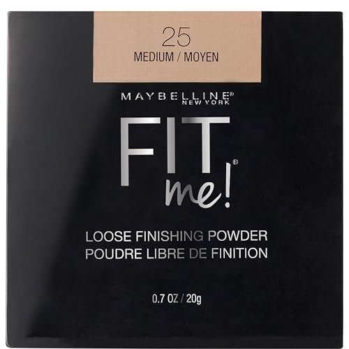 Maybelline New York Fit Me Loose Finishing Powder, Silky and Lightweight, Natural-looking beautiful skin, Quick blendable skin-friendly flawless makeup Loose Powder – Medium|20 grams