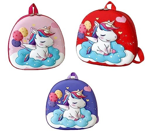 AREO Children Boys Girls Cute Cartoon Schoolbag Shoulder Bag Kids Birthday Gift for 2-6 Years Old Children (Areo kids-uni-corn on cloud (Any color 1 Pc will be sent)) Multicolor