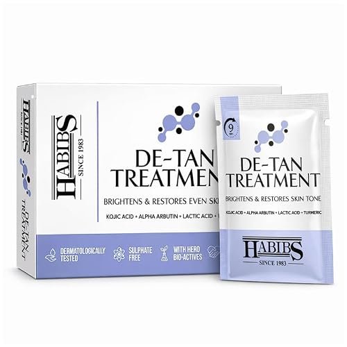 Habibs De-Tan Treatment Kit Skin Brightening & Tan Removal Evens Skin Tone Salon Professional Formula Suitable for All Skin Types 12g X 6