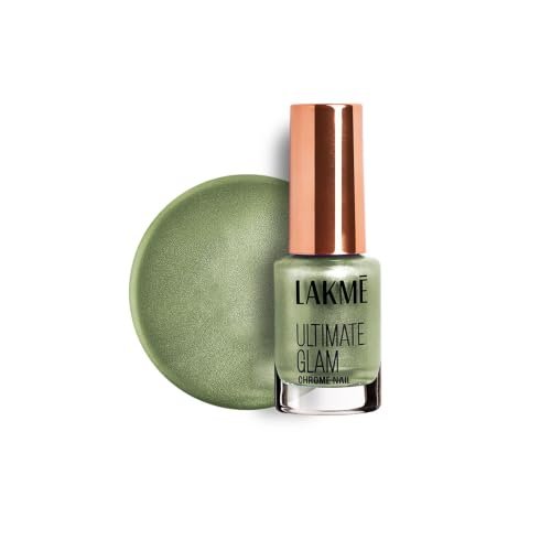 LAKME Ultimate Glam Chrome Nail Paint, Dusty Rose, 6ml, for Stylish and Sassy Nails, with Metallic Brilliance, Quick Dry Formula, Glitter Nail Paint, for Women