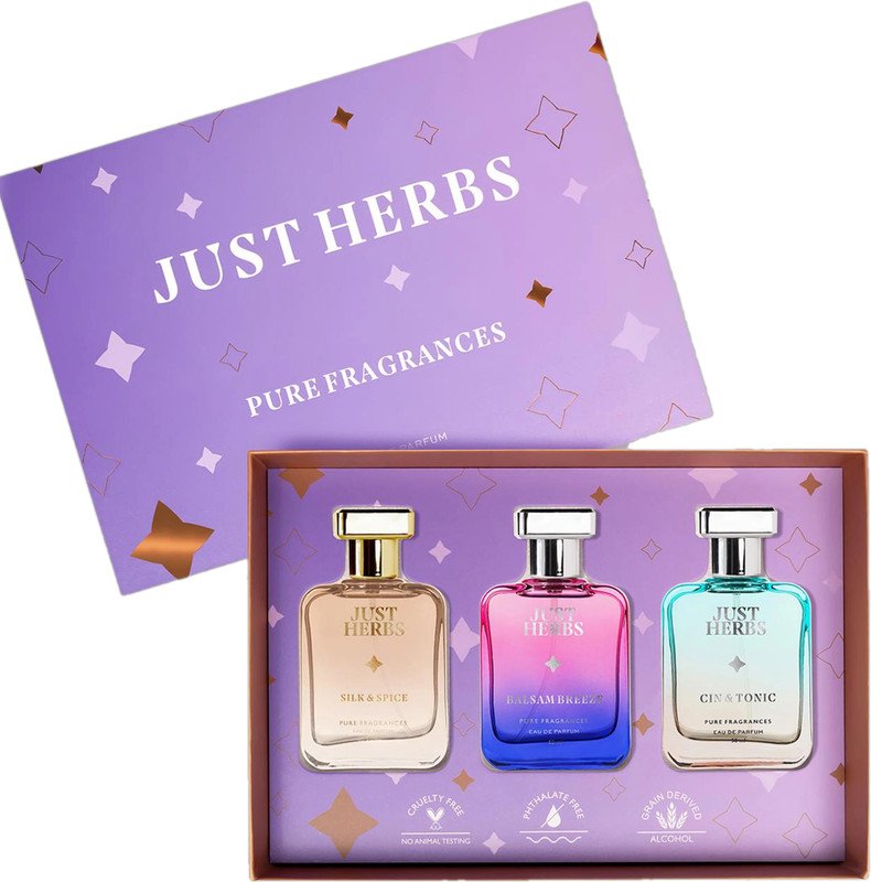 Just Herbs Pure Fragrances Refreshing & Energising Trio Perfume Set of 3 – 50ML Eau de Parfum  –  150 ml(For Men & Women)