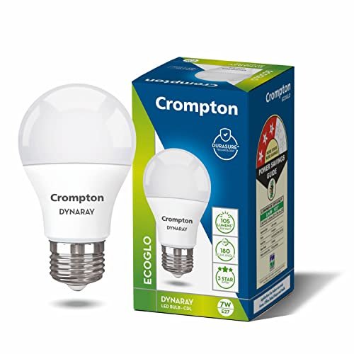 Crompton Dyna Ray 7W Round E27 LED Cool Day Light Pack of 1