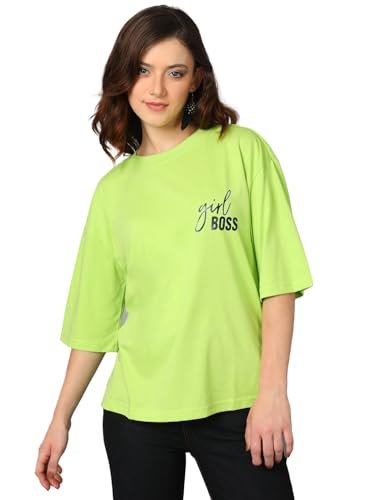 KOTTY Women’s Cotton Blend Printed Oversized T-Shirts