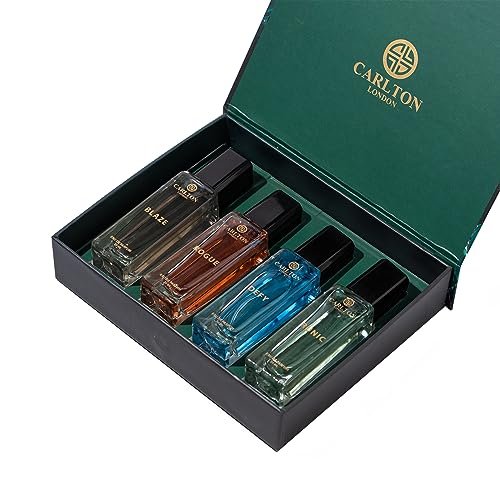 Carlton London Iconic Men Liquid Perfume Gift Set Premium Fragrances With Woody Citrusy Scent Defy Rogue Blaze & Runic Long Lasting Edp Perfume I 4X20 Ml