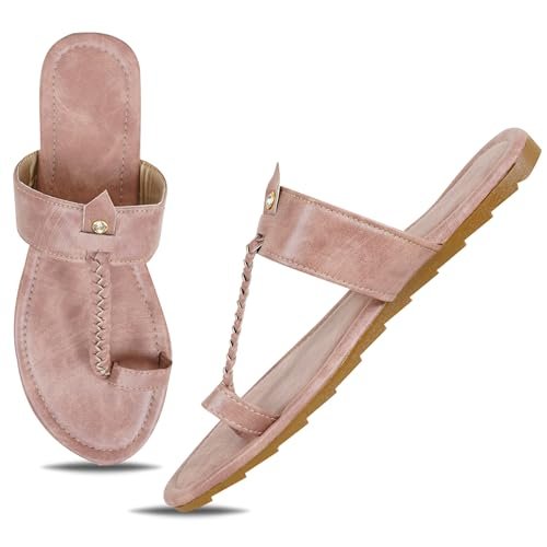 IndieStride Casual FlipFlops Slippers For Women Girls, cushioned Comfortable Chappals, Color – Pink2, UK Size 6