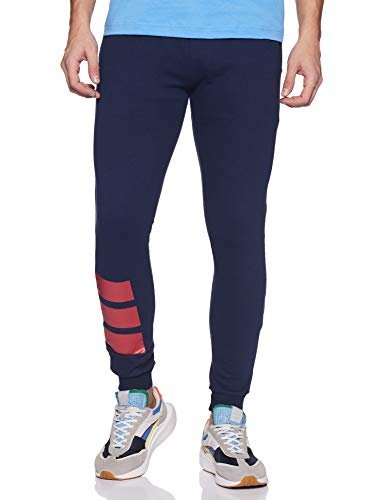NeoStreak Men’s Slim Fit Joggers (neotrackprntslnt-navyred-28_Navy, Red_28)