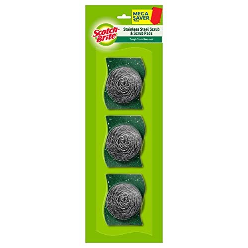 Scotch-Brite Stainless Steel Scrub – Pack of 3 (3X 15g Steel +Free 3 Scrub Pads 3″X3″)