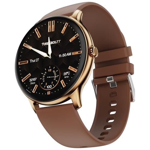 Fire-Boltt Phoenix Pro Round Smart Watch 1.39″ HD Display with Bluetooth Calling, AI Voice Assistant, SpO2 & Heart Rate Monitor, 120+ Sports Modes, Smartwatch for Men & Women – Mocha Mousee