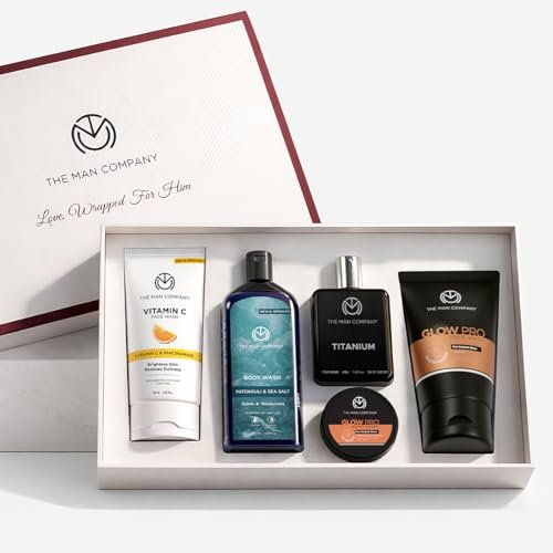 The Man Company Men’s Grooming Kit – Unforgettable Him | Premium Men’s Grooming Gift Set | Cleanses & Moisturises – Set of 5 | Anniversary gift Set for Boyfriend , Husband