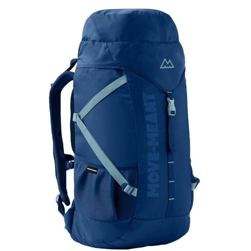 MOVE-MEANT Trail Treck 45 L Polyester Men’s Rucksack Bag Versatile Trekking and Travel Backpack for Outdoor Adventures, Durable and Comfortable Fit for Men and Women (Navy Blue – Blue)
