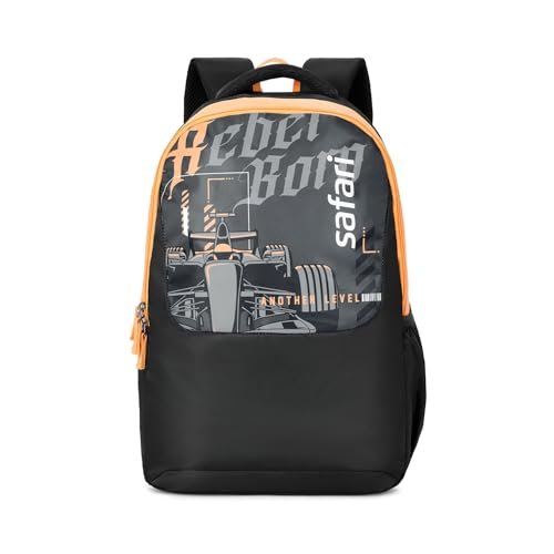 Safari Alpha 32L School bag for Boys and Girls, Office use/travel bag for man & women, Casual 2 Compartment Printed Large Men’s Backpack Bags with Organizer, File holder, Color – Black