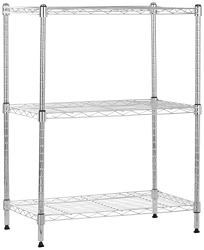 amazon basics 3-Shelf Shelving Unit – Chrome (Steel)