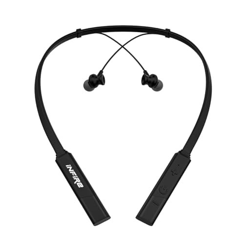 iNFiRe FireBand in-Ear Bluetooth V5.1 Neckband with Upto 20 Hours Playback | 360 Degree Surround Sound | IPX4 Water Resistant | Voice Assistant | 10 mm Driver & Magnetic Earpeice (Black)
