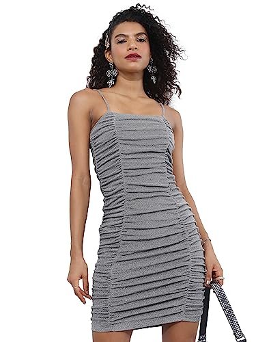 KETCH Womens Fashion Wear Party FIT Dress (KHJ6000442_Silver/Grey_L)