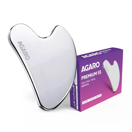 AGARO Premium Stainless Steel Gua Sha Tool – Facial Massager for Face, Neck & Eyes, Tightens Skin, Reduces Wrinkles & Relaxes Muscles, improve circulation, reduce puffiness, enhance skin elasticity