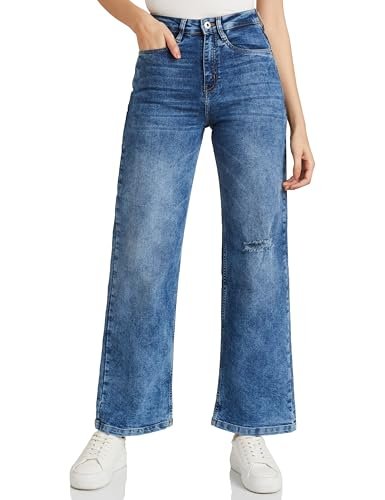 Amazon Brand – Symbol Women’s Wide Leg Jeans (High Rise | Full Length) (JNS-08 Cont_ICE Blue_30)