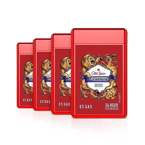 Old Spice Lionpride No Gas 24 hour Long Lasting Pocket Friendly Deodorant Perfume Body Spray For Men, Travel Size, Pack of 4, 17ml