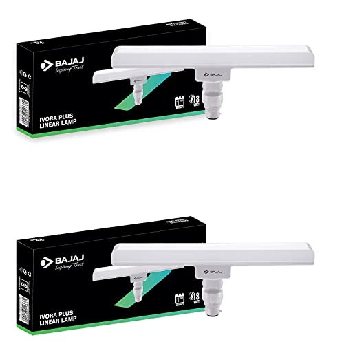 Bajaj Ivora Plus Linear LED Lamp 18W | Cool Day Light | B22D | 1 Year – Warranty (Pack of 1, White)