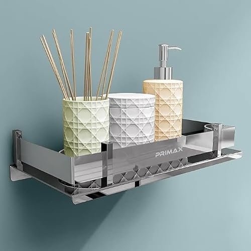 Plantex (Primax) Stainless Steel Bathroom Shelf Rack/Bathroom Organizer/Wall Shelf for Bathroom Accessories Set/Kitchen Stand/Kitchen Shelves & Racks – Chrome (12×5 Inch)