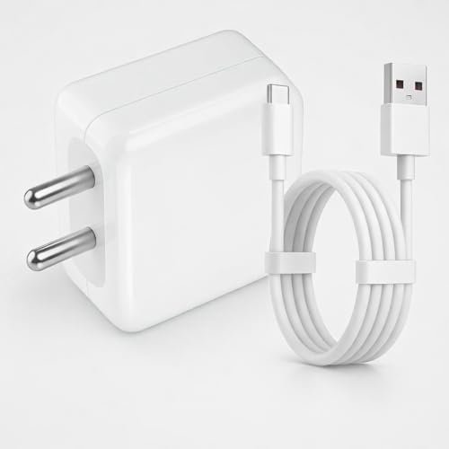 Realme 65W Supervooc Charger with 1M Type-C Fast Charging Cable|Dash/Wrap/Vooc/Superdart/Dart|65Watt Adapter for Realme Narzo 80 Lite/90x/80 Pro/90/P4x/15T/15C/P3 Lite/C75/C71/GT 7/GT 7T/P3 Pro/GT 6