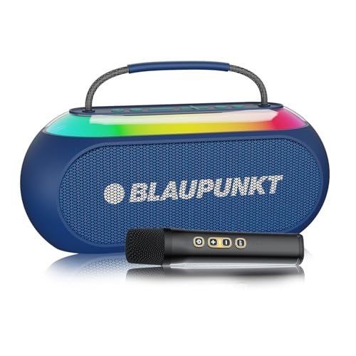Blaupunkt ATOMIK Kolors 35W Party Speaker Boombox | Powerful Loud & Clear Sound | EFF Voice Changer Wireless Karaoke Mic | Portable Carry Handle | Perfect Outdoor Sound Partner for Travel & Parties