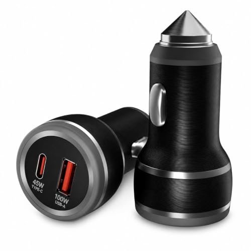 Ailkin 145W Dual Output Car Charger Fast Charging with Type-C PD (45W) & USB(100W), Charging Adapter Compatible with Cars for iPhone 17/16/15 & Android Smartphone, Smartwatch, Earbud, Power Bank