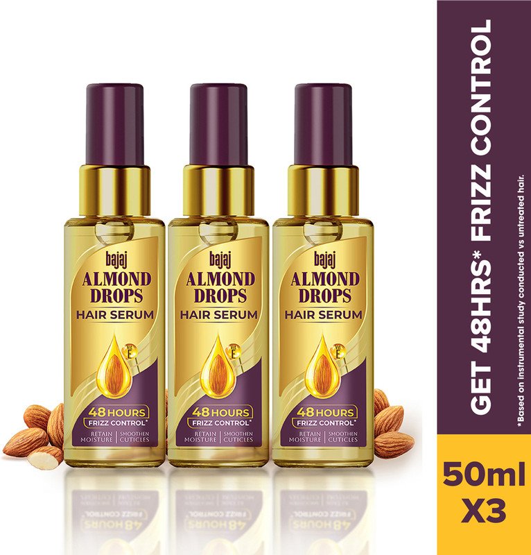 Bajaj Almond Drops Hair Serum with Almond Oil & Vitamin E for 48 hrs Frizz Control(150 ml)