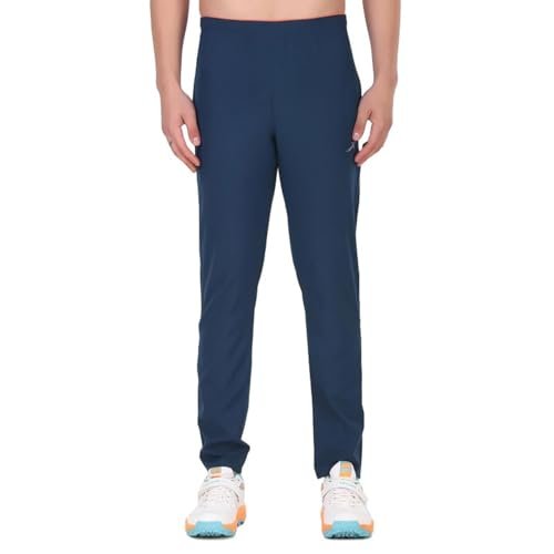 Vector X OML-305 Men’s Dry-Touch Sports 100% Polyester Trackpant with Zipper Pockets Trouser – Ultra-Lightweight, Moisture Wicking, Training & Running Pant + Contrast Piping Design (Airforce, XL)