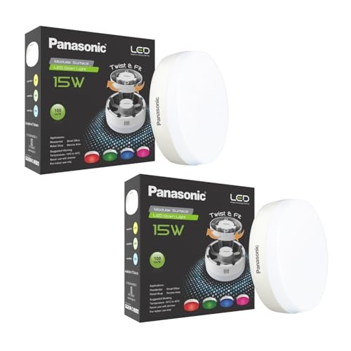 Panasonic 15W LED Round Downlight for Ceiling | Twist & Fit Round LED Modular Surface Ceiling Light for Home & Hall (Cool White,PDLM22157-2)