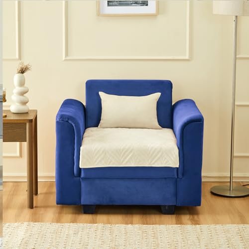 Amazon Basics – Velvet Quilted Make Your Own Sofa Cover |70cm x 70cm|Microfiber Sofa Slipcover (Beige, 1 Seater)