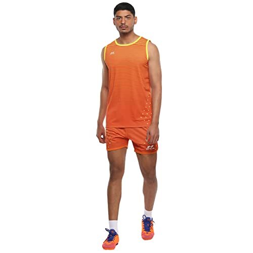 NIVIA Skylite Track & Field Jersey Set for Men (Orange/Yellow, S)