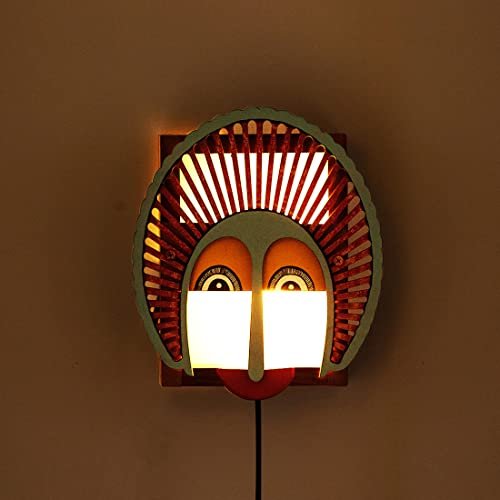 ExclusiveLane Wooden Wall Lamp Wall Lights for Living Room | ‘Gleeful Smile’ Sheesham & Pine Wood Handpainted Decorative Wall Hanging Light for Home Decor (9 Inch, Without Bulb)