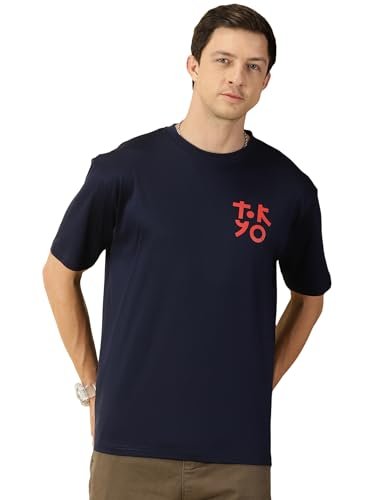 Thomas Scott Men Back Print Oversized T-Shirts Navy