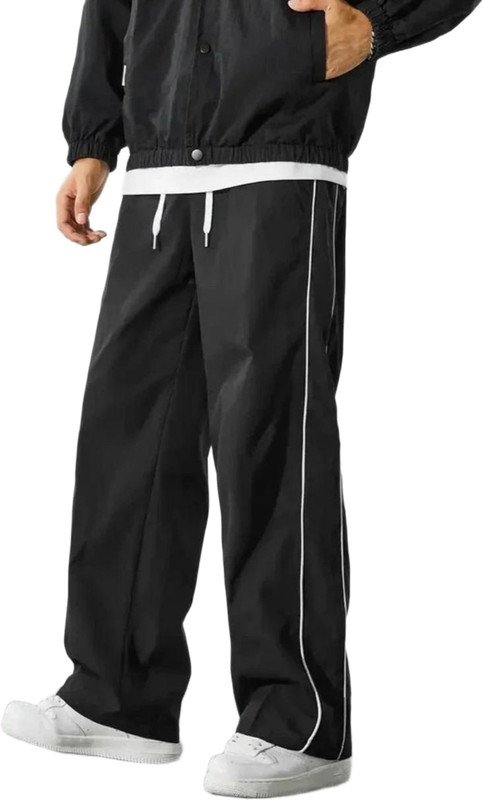 Blacktail Striped Men Black Track Pants