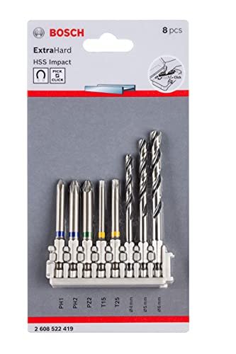Bosch Professional Extra Hard, 65Mm Screwdriver Bits And Pointteq Metal Drill Bits Set, Pack Of 8