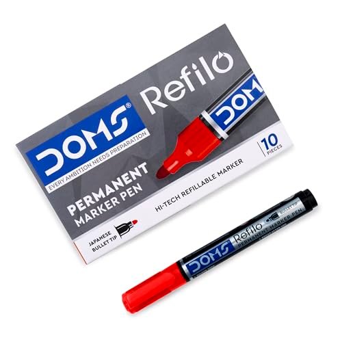Doms Refilo Non-Toxic Hi-Tech Refillable Permanent Ink Pens(Red x 20 Set)
