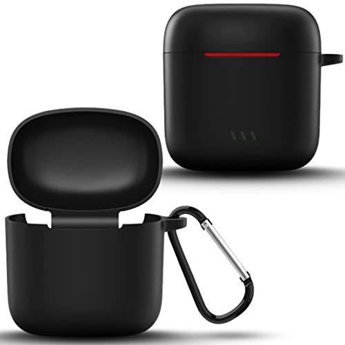 Kolorcase Pouch for bAot Airdope 431 with LED Light Indicator Protective Soft Silicone Case Cover with Hook (Cover Only) (This Cover is Not Sold Or Created by Boat) (Black-Plain)