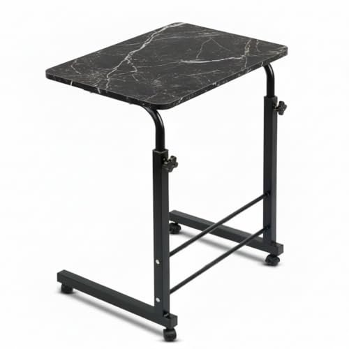 TECHNOVIBES Foldable Study Table/Bed Table/Foldable and Portable Wooden/Writing Desk for Office/Home/School (Dark Marble with Black Leg)
