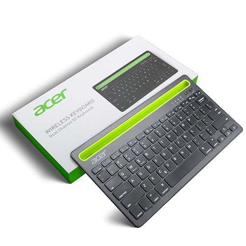 acer Swift Slim Multi-Device Wireless Rechargeable Keyboard with Cradle for Tablet and Phone | Dual Channel Switch | Compact, Quiet | Compatible with Win/Mac, Desktop, Tablet, Smartphone, Laptop