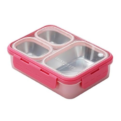 MEDALLIX Stainless Steel Lunch Box | 3-Compartment Leakproof & BPA-Free Bento Box | Insulated with Detachable Inner Containers & 4-Sided Lock | Ideal for Office, School, College & Travel | Pink
