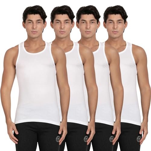 Pepe Jeans Men’s Cotton Solid Regular Fit Vest (CLV01-02_White Small)